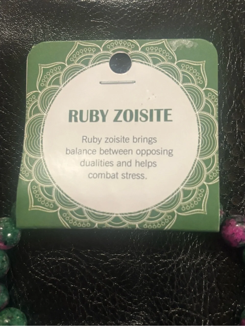 Ruby Zoisite Beaded Stretch Bracelet - Green & Pink